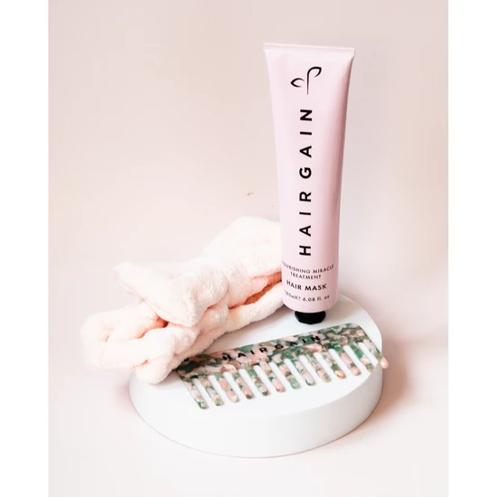 Hair Gain Pampering Gift Set Mini Hair Mask + Wide Tooth Comb + Pink Bow Headband