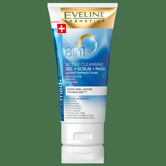 Eveline Facemed 8 In 1 Active Cleansing Gel Scrub Mask 150ml