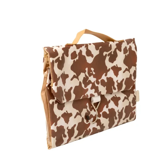 Victoria Green Cow Print Threefold Hanging Wash Bag & Small Makeup Bag Set