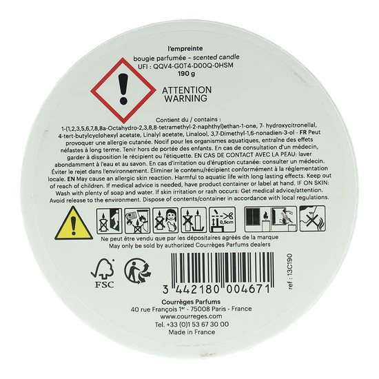 Courreges L'empreinte Fragrance Candle 190g