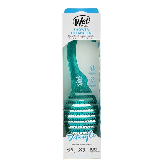 Wet Brush Shower Detangler Teal Glitter