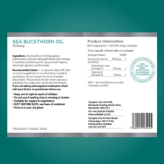 Cytoplan Sea Buckthorn Oil Capsules 60 Capsules