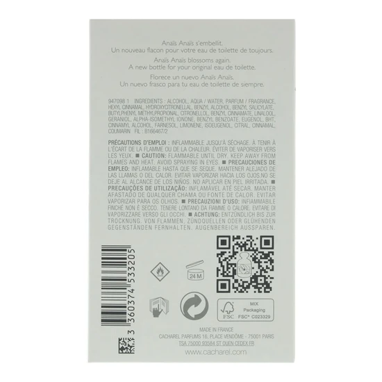Cacharel Anais Anais Eau De Toilette 100ml