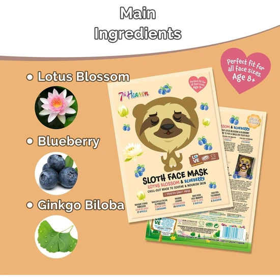 Montagne Jeunesse Sloth Face Sheet Mask Blueberry & Lotus Blossom