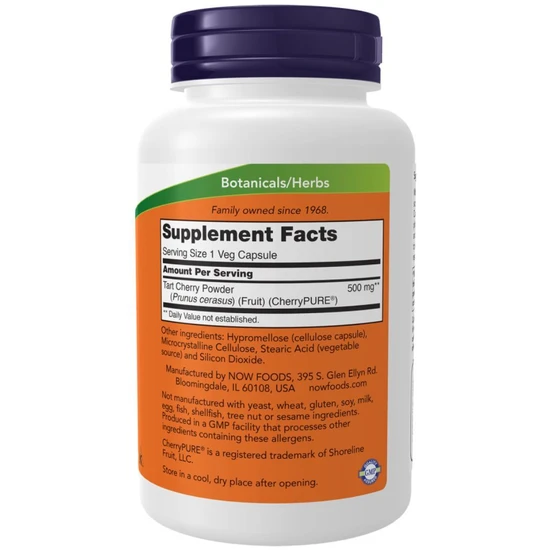 NOW Foods Tart Cherry 500mg 90 Veg Capsules