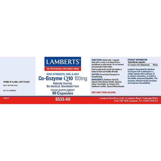 Lamberts Co-Enzyme Q10 100mg Capsules 60 Capsules