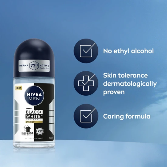 Nivea Men Black & White Invisible Epic Night Anti-Perspirant Roll-On 50ml