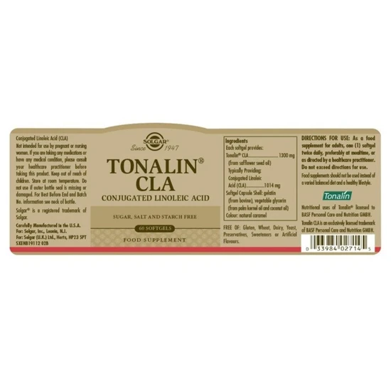 Solgar Tonalin CLA Softgels 60 Softgels