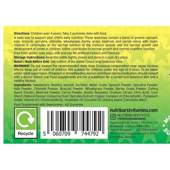 Nutriburst Kids Star Squad Greens Gummies 60 Gummies