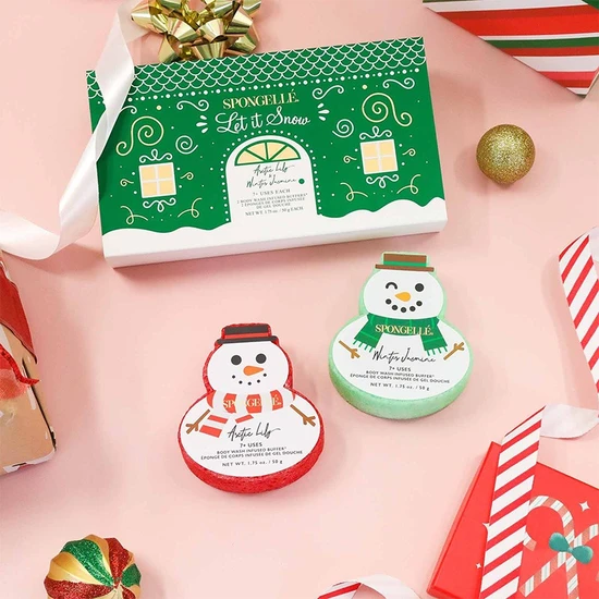 Spongelle Let It Snow Body Wash Infused Buffers Gift Set Arctic Lily & Winter Jasmine