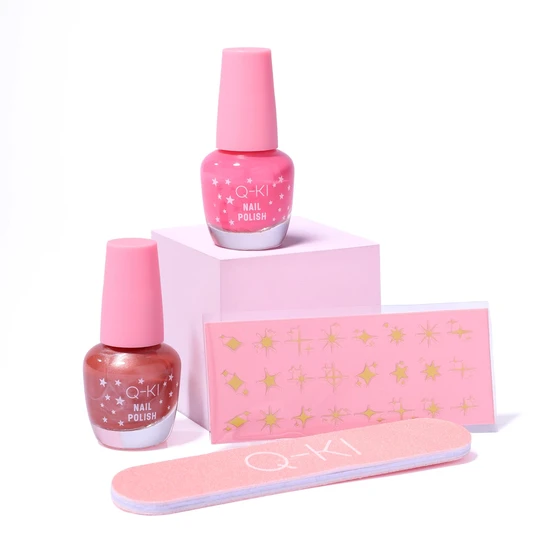 Q-KI Stellar Mani Kit Gift Set 1x Nail File + 1x Nail Art Sticker + Nail Polish 2x 3.5ml