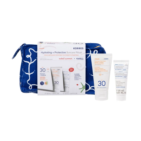 Korres Naked Summers x Korres Yoghurt Sunscreen SPF 30 50ml & Greek Yoghurt Probiotic Cleanser 20ml