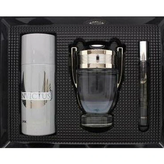 Paco Rabanne Invictus Gift Set 100ml Eau De Toilette + 150ml Deodorant Spray + 10ml Eau De Toilette