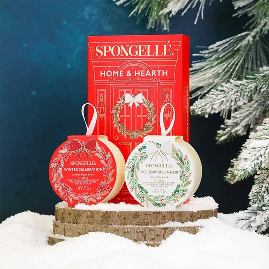 Spongelle Home & Hearth Body Infused Buffers Gift Set Golden Pear & Cinnamon Bark