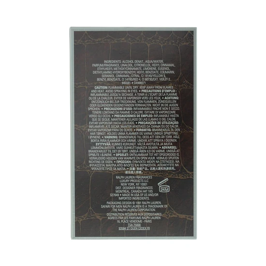 Ralph Lauren Safari For Men Eau De Toilette 125ml