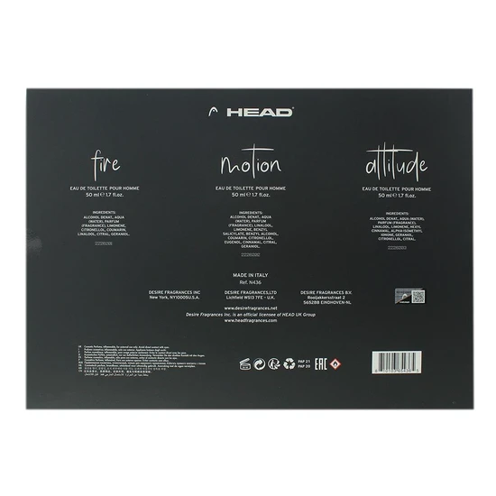 Head Men Eau De Toilette Attitude, Fire, Motion Gift 50ml