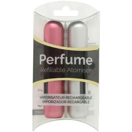 Pressit Refillable Perfume Atomiser Duo Pack Silver & Pink