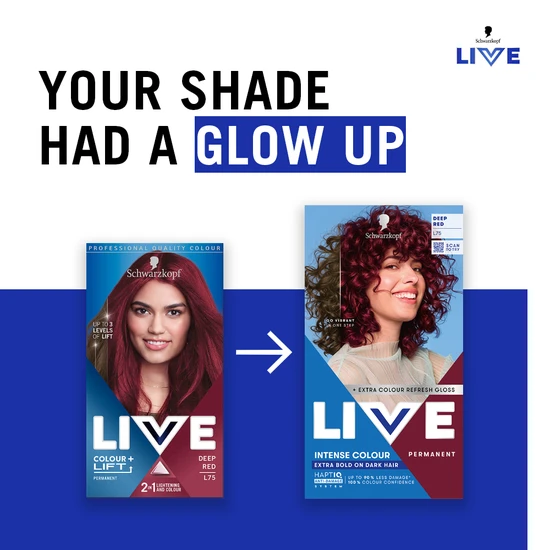 Schwarzkopf Live Intense Colour Extra Bold On Dark Hair Permanent Hair Dye Volcanic Blaze L68
