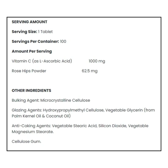 Applied Nutrition Vitamin C With Rose Hips 1000mg 100 Tablets