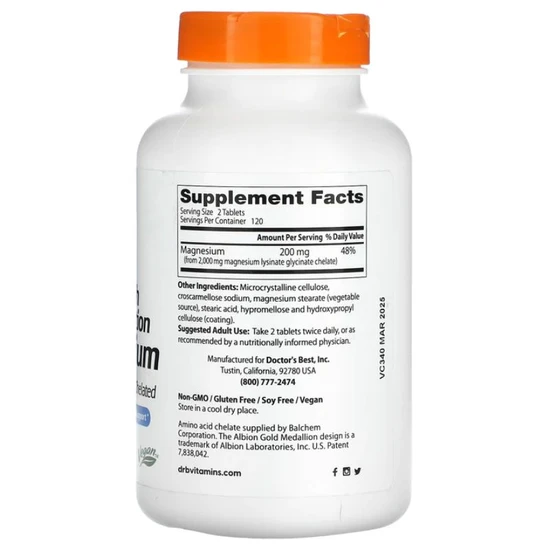Doctor's Best High Absorption Magnesium 100mg Tablets 240 Tablets