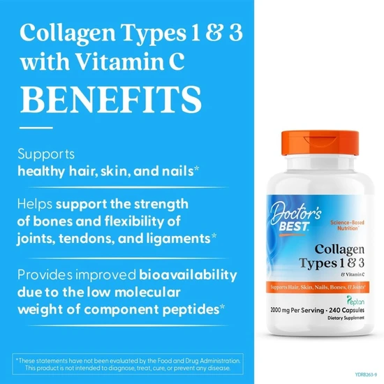 Doctor's Best Collagen Types 1 & 3 With Vitamin C 500mg Caps 240