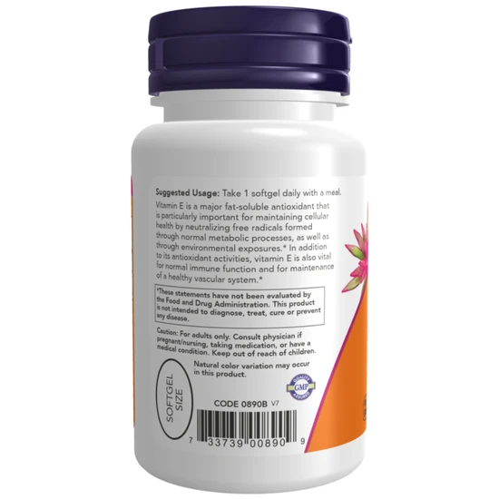 NOW Foods Vitamin E-400 Natural Mixed Tocopherols Softgels 50 Softgels