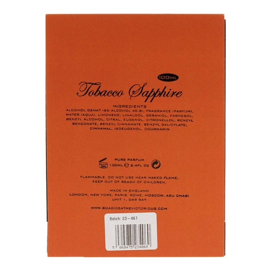 Boadicea Tobacco Sapphire Eau De Parfum 100ml