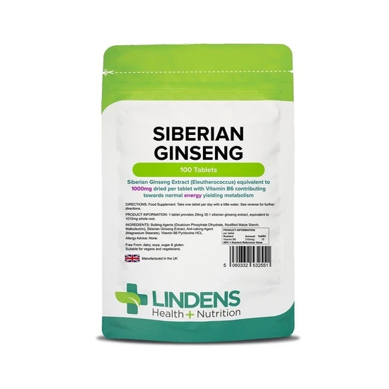 Lindens Siberian Ginseng 1000mg Tablets 100 Tablets