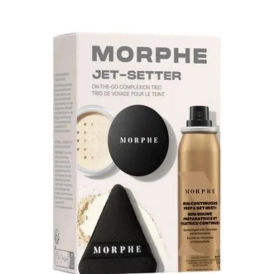 Morphe Jet-Setter On-the-Go Complexion Trio Setting Powder + Mist + Powder Puff