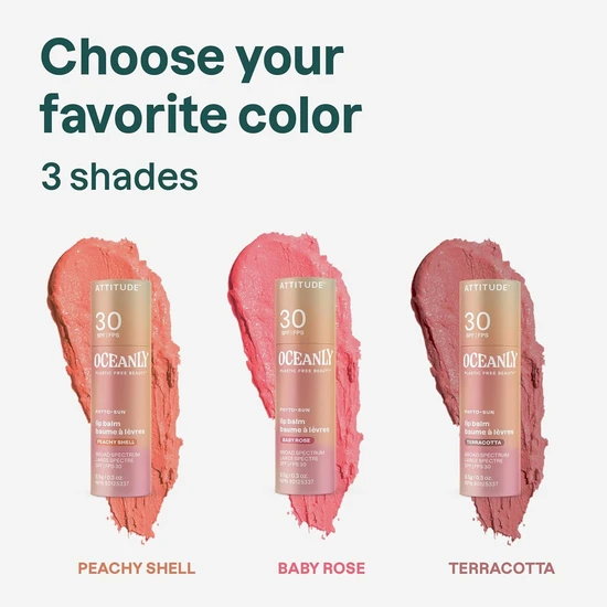 Attitude Oceanly Lip Balm SPF 30 Peachy Shell