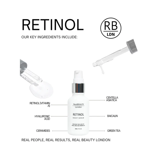 Real Beauty London Evening Retinol Face Serum 0.3% 30ml