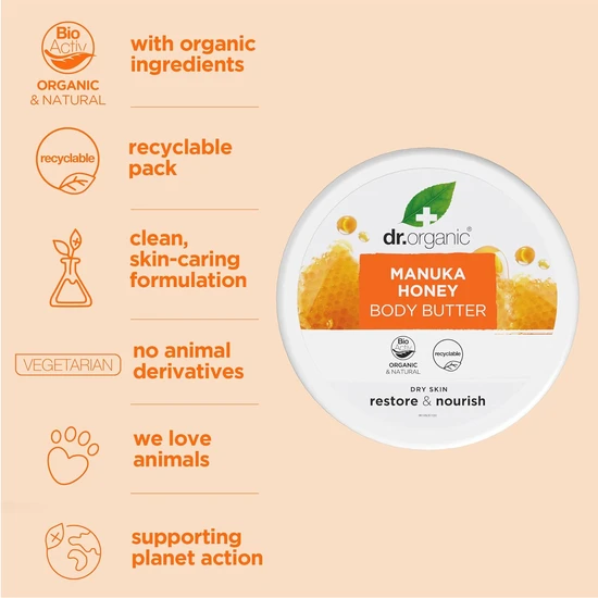 Dr. Organic Manuka Honey Restore & Nourish Body Butter 200ml