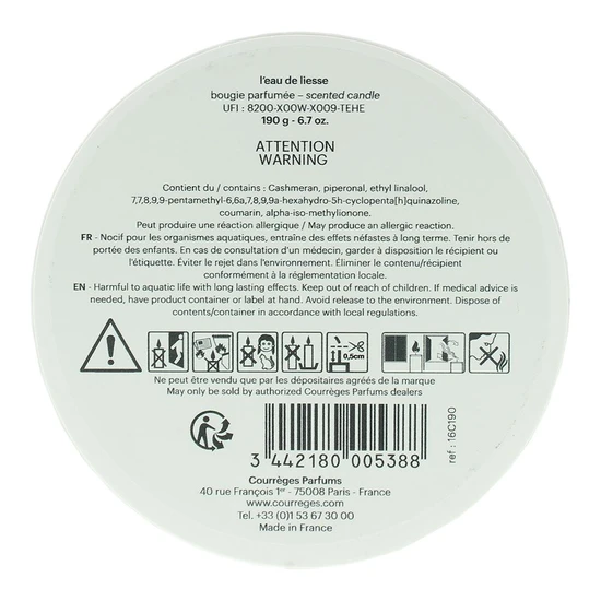 Courreges L'eau De Liesse Candle 190g