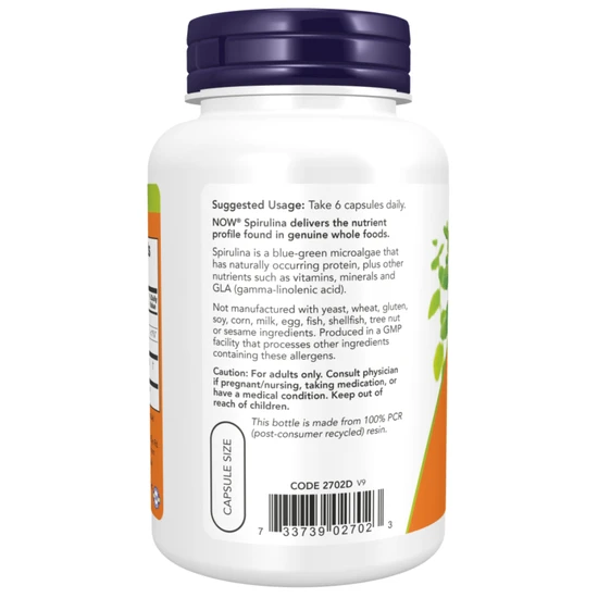 NOW Foods Spirulina Natural 500mg Capsules 120 Capsules