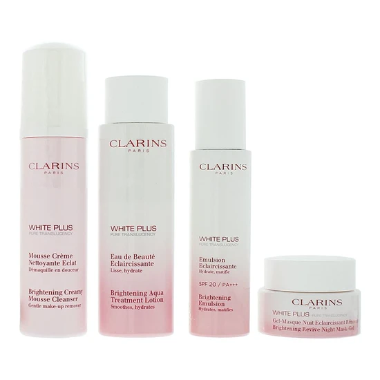 Clarins White Plus Gift Set Cleanser, Emulsion, Night Mask + Brightening Lotion 50ml