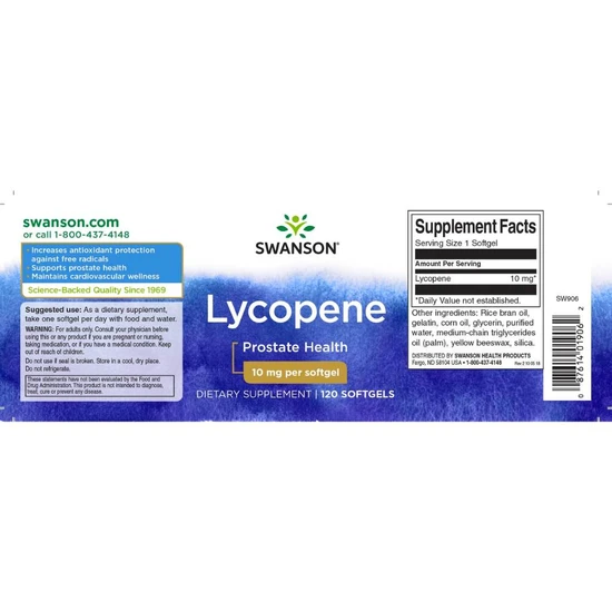 Swanson Lycopene 10mg Softgels 120 Softgels
