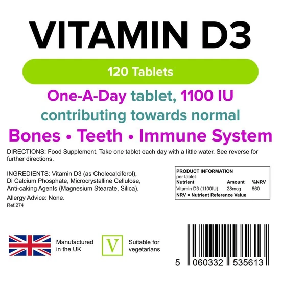 Lindens Vitamin D3 1000iu Tablets 120 Tablets