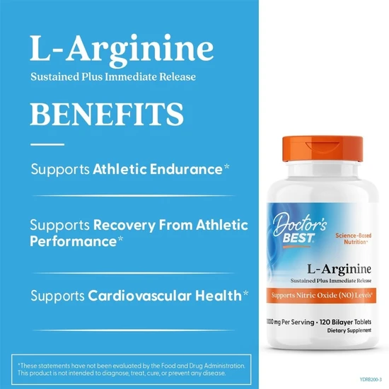 Doctor's Best L-Arginine Sustained + Immediate Release 500mg 120 Tablets