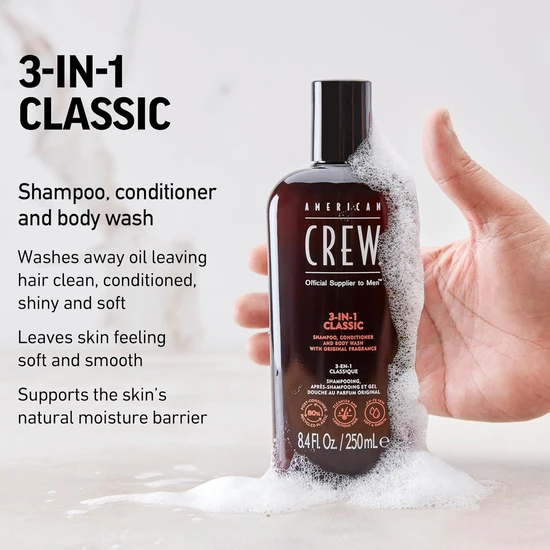 American Crew 3 In 1 Shampoo Conditioner & Body Wash 250ml