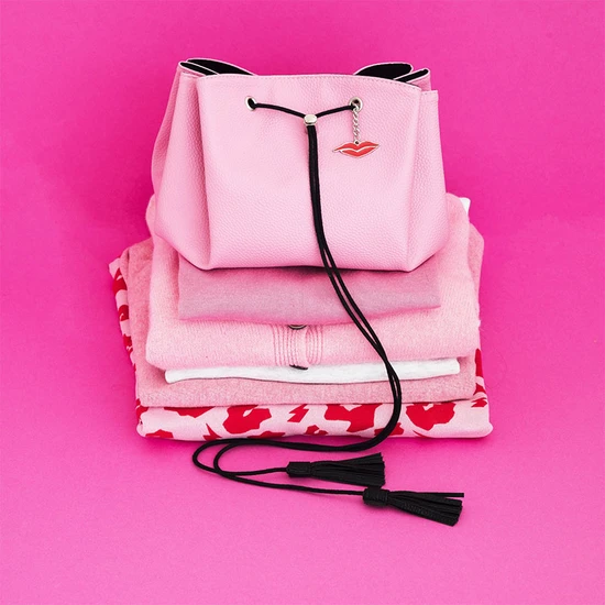 Donna May London Lay Flat Faux Leather Collection Makeup Bag Peony Pink