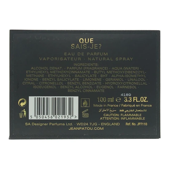 Jean Patou Collection Heritage Que Sais-Je? Eau De Parfum 100ml