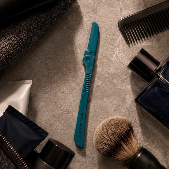 Hollywood Browzer Mens Precision Blade 'Touch Up Razor' Duo Dermaplaner Blue & Grey