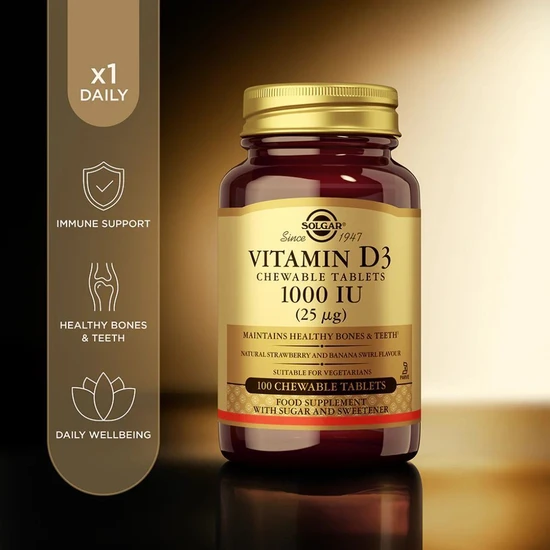 Solgar Vitamin D3 1000iu Chewable Tablets 100 Tablets