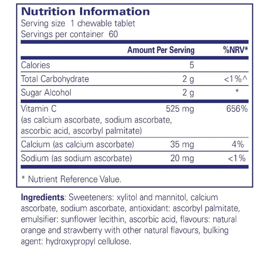 Pure Encapsulations Vitamin C Chewable Tablets 60 Tablets