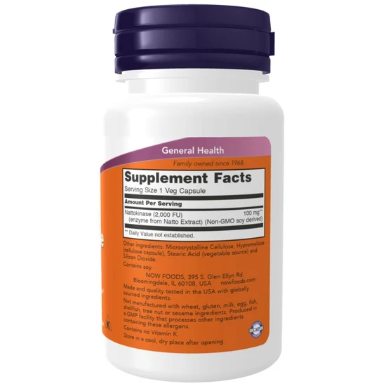NOW Foods Nattokinase 100mg 60 Vcaps