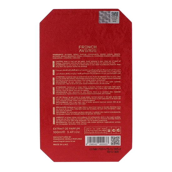 French Avenue Veneno Scarlet Eau De Parfum 100ml