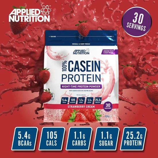 Applied Nutrition 100% Casein Protein Strawberry Cream 900g