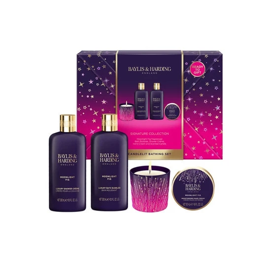 Baylis & Harding Moonlight Fig Candlelit Bathing Set Bath Essence, Candle & Bath Soak