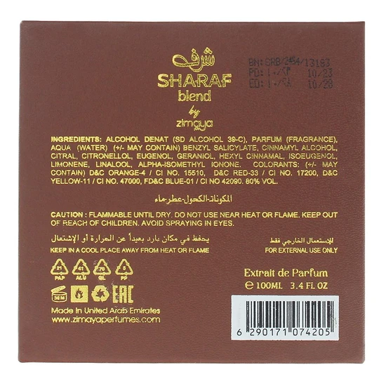 Zimaya Sharaf Blend Extrait De Parfum 100ml