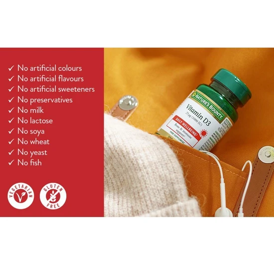 Nature's Bounty Vitamin D3 25 Ug (1000 IU) Tablets 100 Tablets